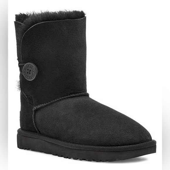 UGG Australia Black Suede Leather Bailey Button Boots Size 7 - Picture 2 of 16